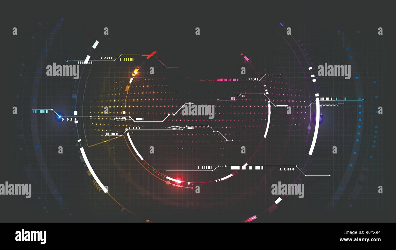 Technological system encryption future circuit hud interface background vector design Stock Vector