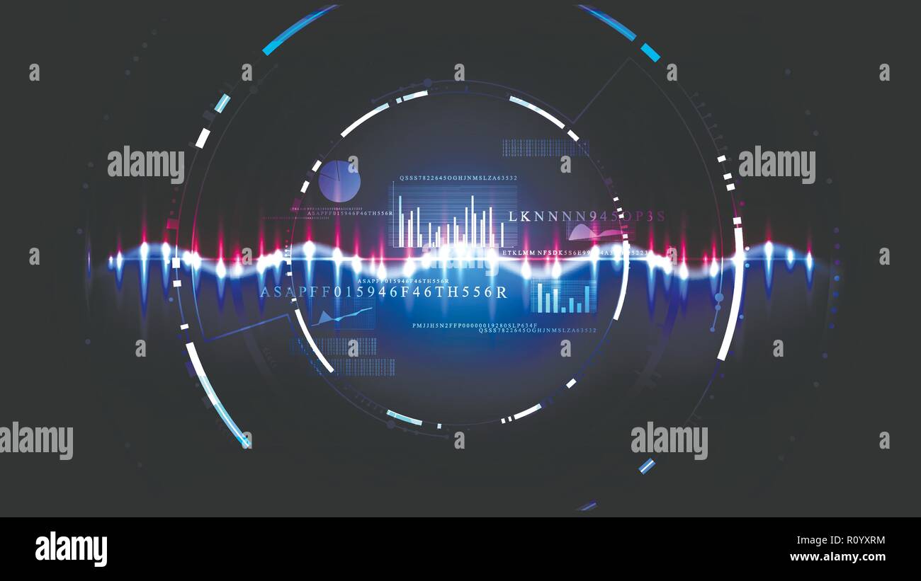 Technological system encryption future hud data interface background vector design Stock Vector