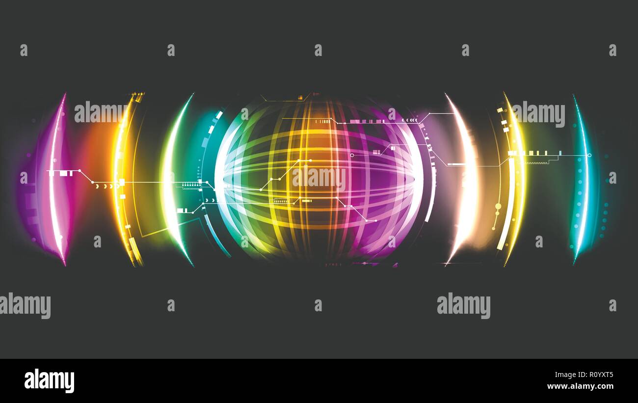 Technological system encryption future hud sound interface background vector design Stock Vector