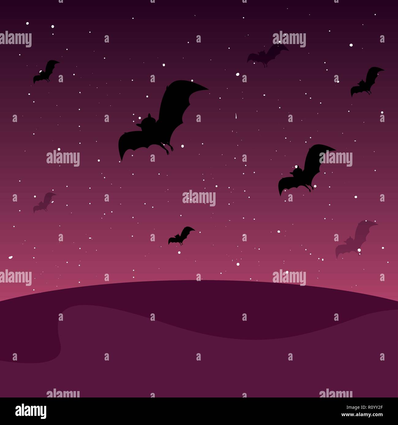 flying bats in the night landscape vector illustration Stock Vector ...