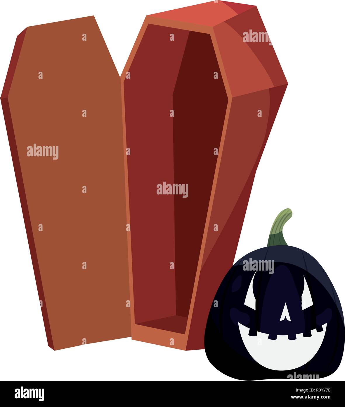 halloween black pumpkin and coffin vector illustration Stock Vector ...