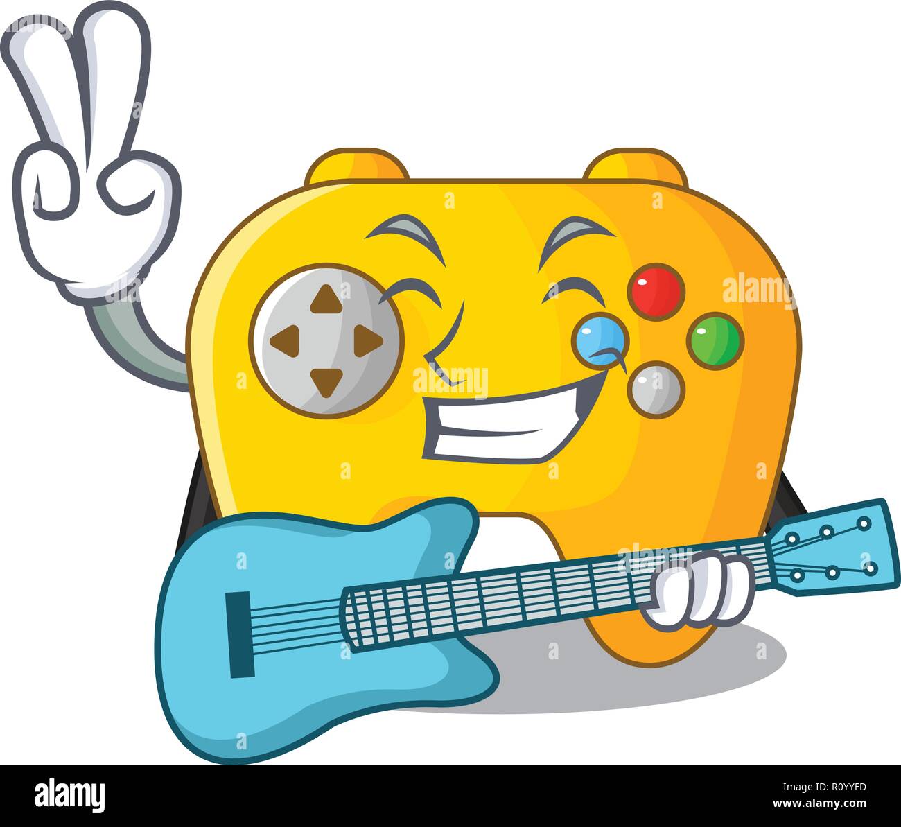With guitar Video game controller shaped on charcter Stock Vector