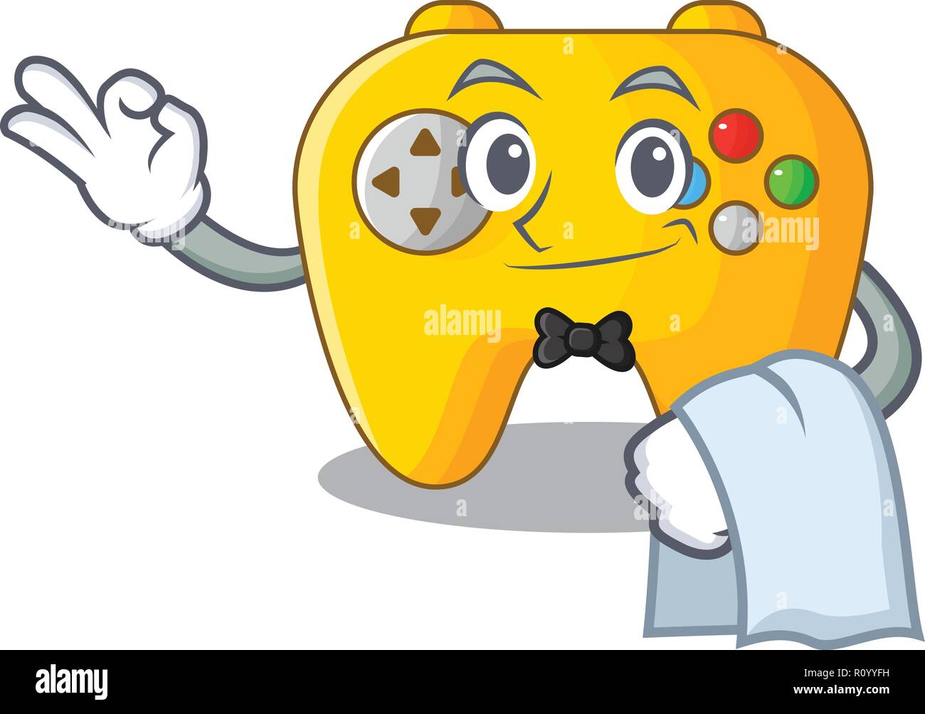Waiter Video game controller shaped on charcter Stock Vector
