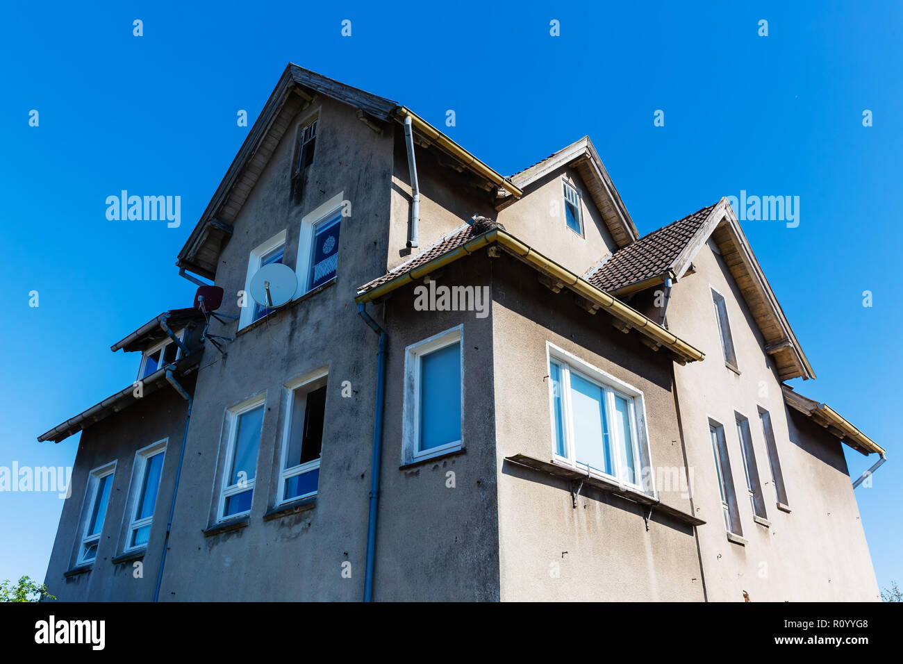 picture of an abandoned old one single family house Stock Photo