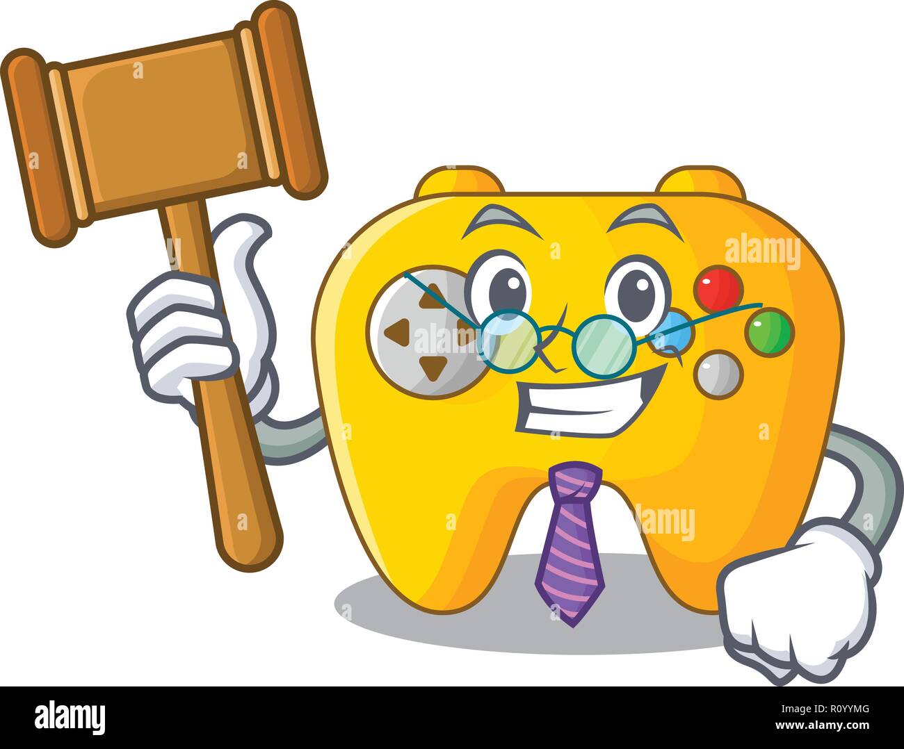 Judge retro computer game control on mascot Stock Vector
