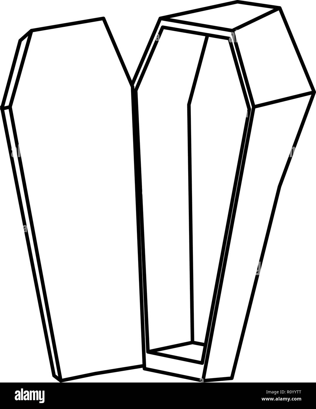 open coffin drawing