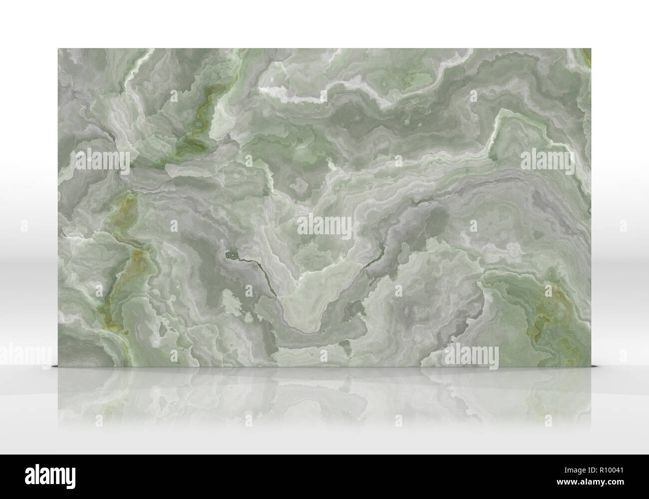 Green onyx marble tile standing on the white background with