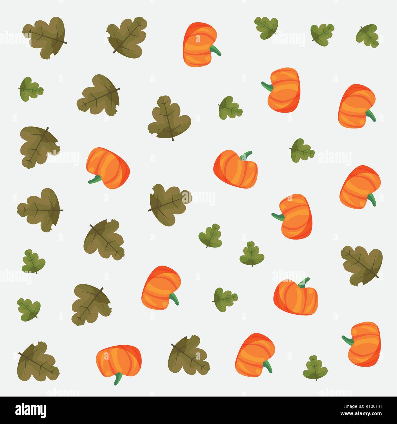 happy thanksgiving pumpkins tree leaves background vector illustration ...