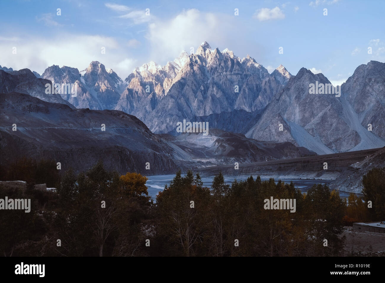A view of Passu cones mountain peaks in the evening. GilgitBaltistan