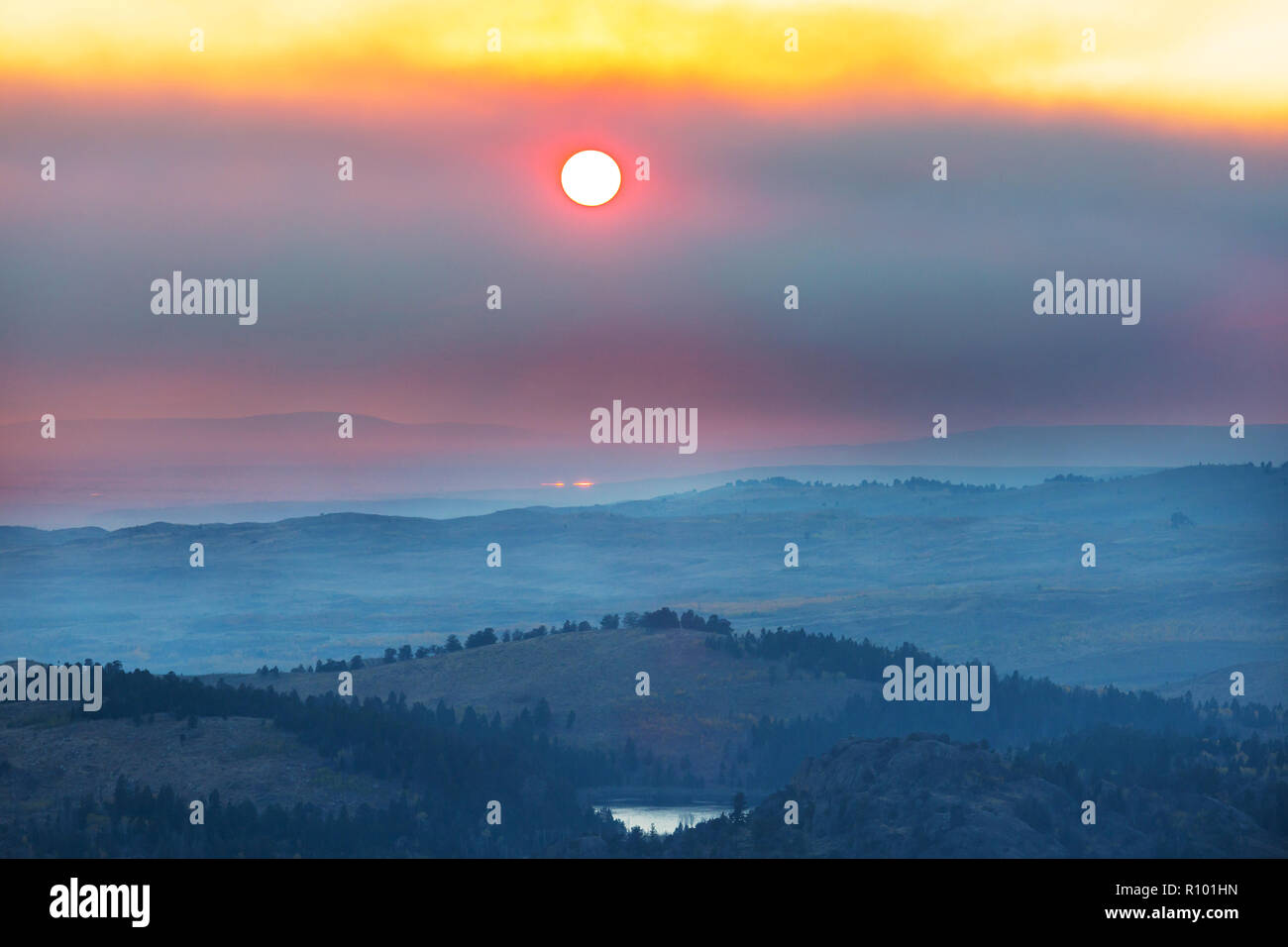 Scenic Sunset in the mountains in fall season Stock Photo - Alamy