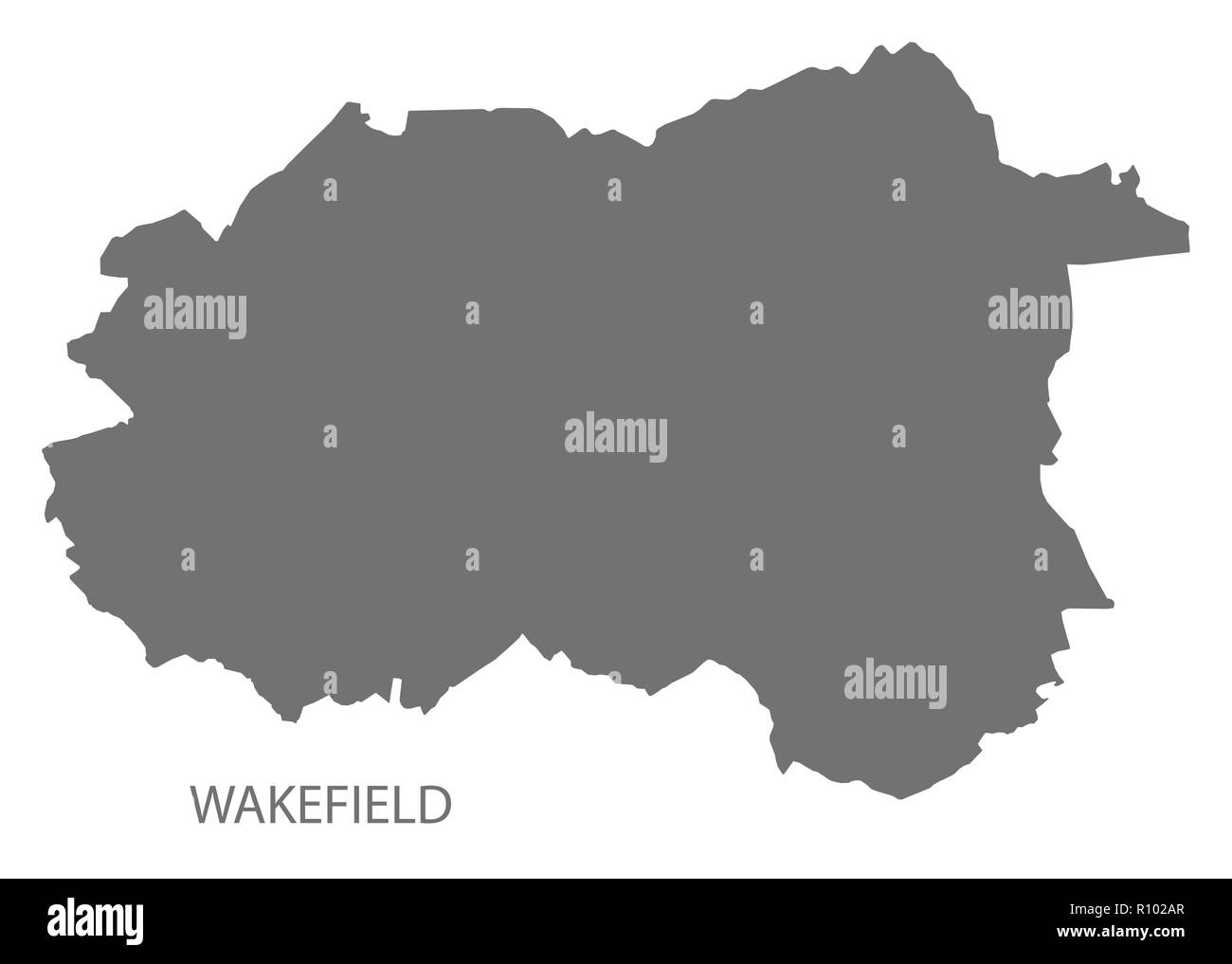 Wakefield city map grey illustration silhouette shape Stock Vector