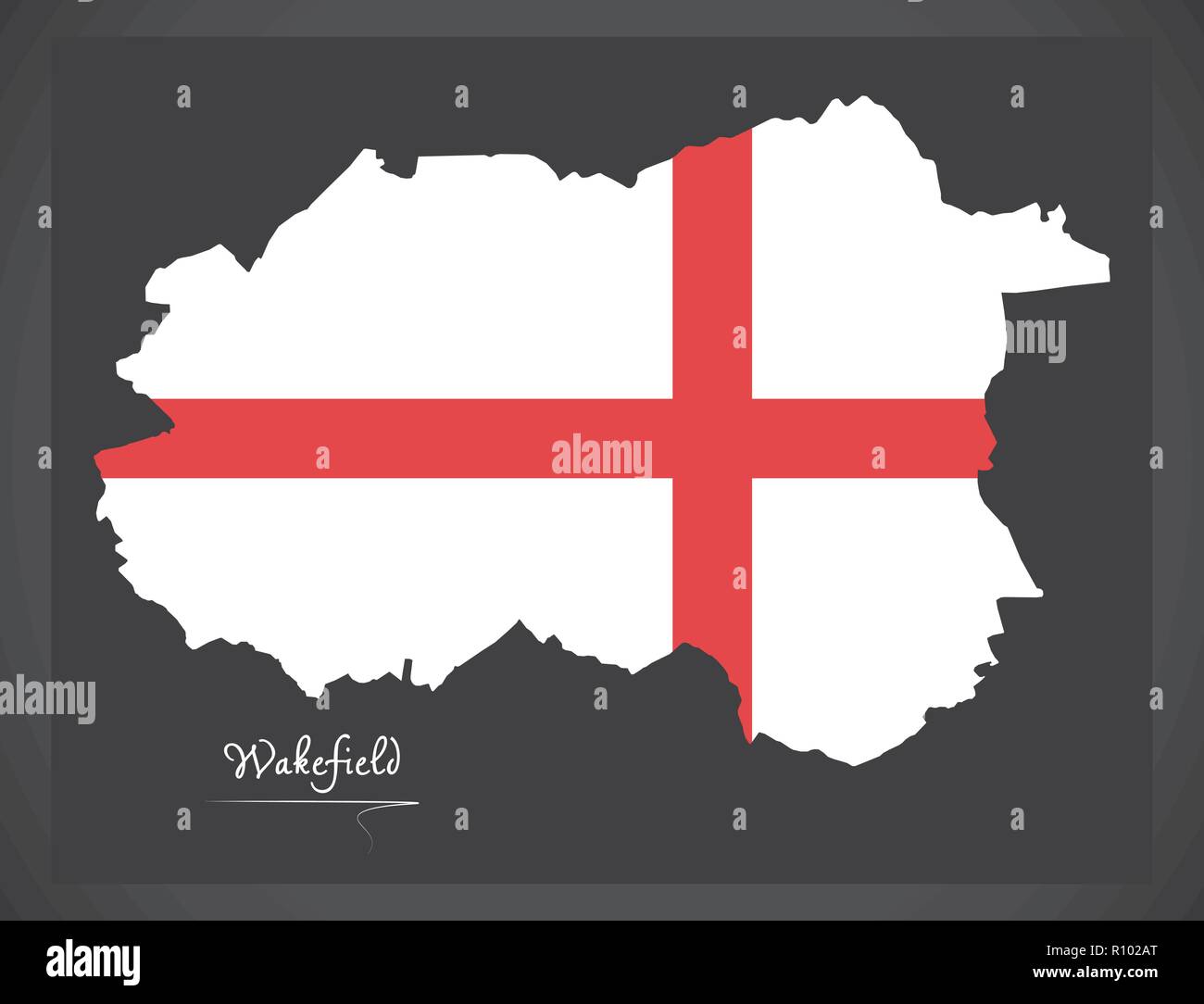 Wakefield City map with English national flag illustration Stock Vector