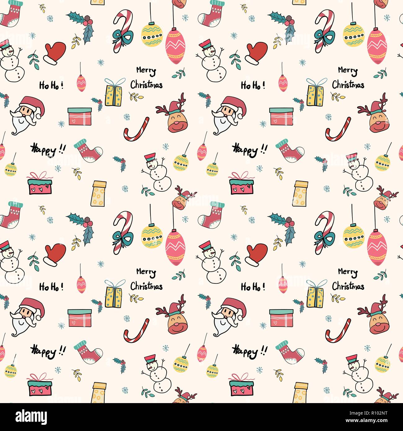 doodle Christmas icon seamless Stock Vector
