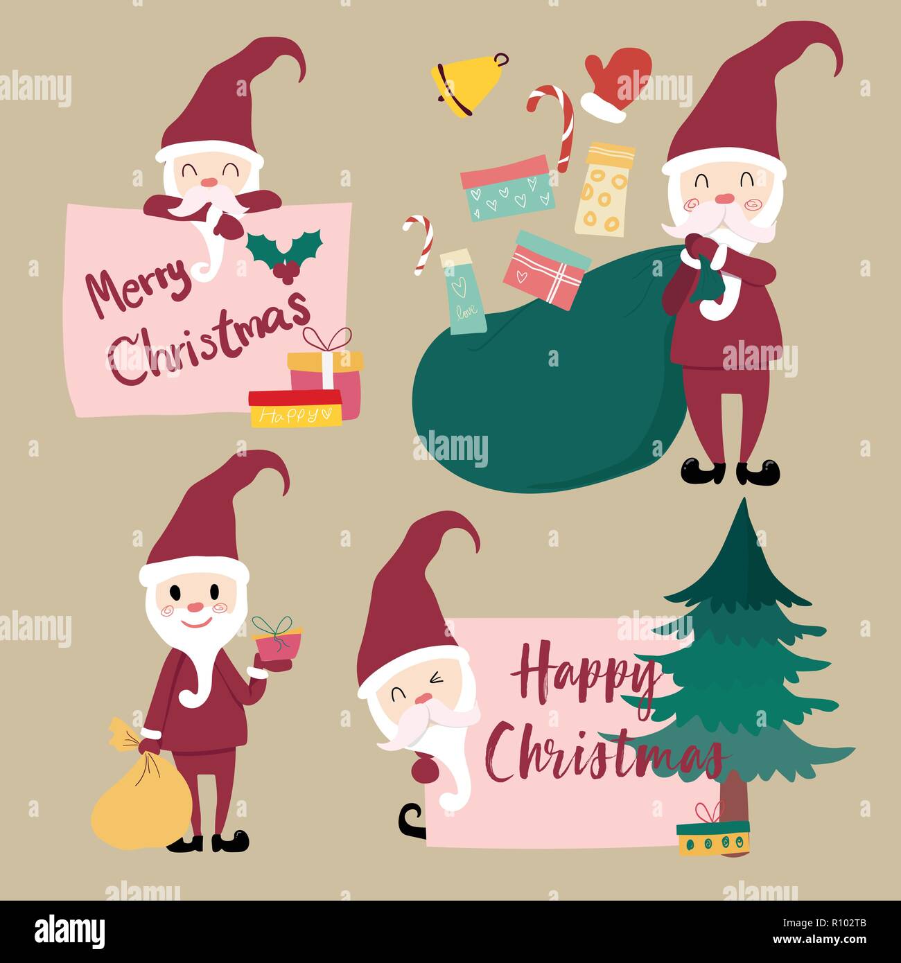 collection of flat vector santa clause Stock Vector Image & Art - Alamy