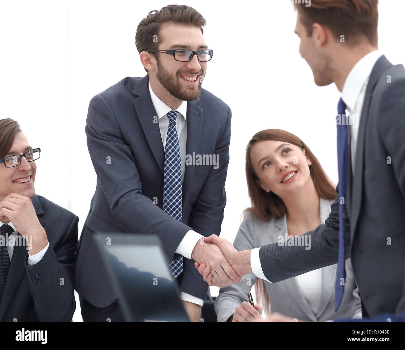 Businessman welcoming office hi-res stock photography and images - Alamy