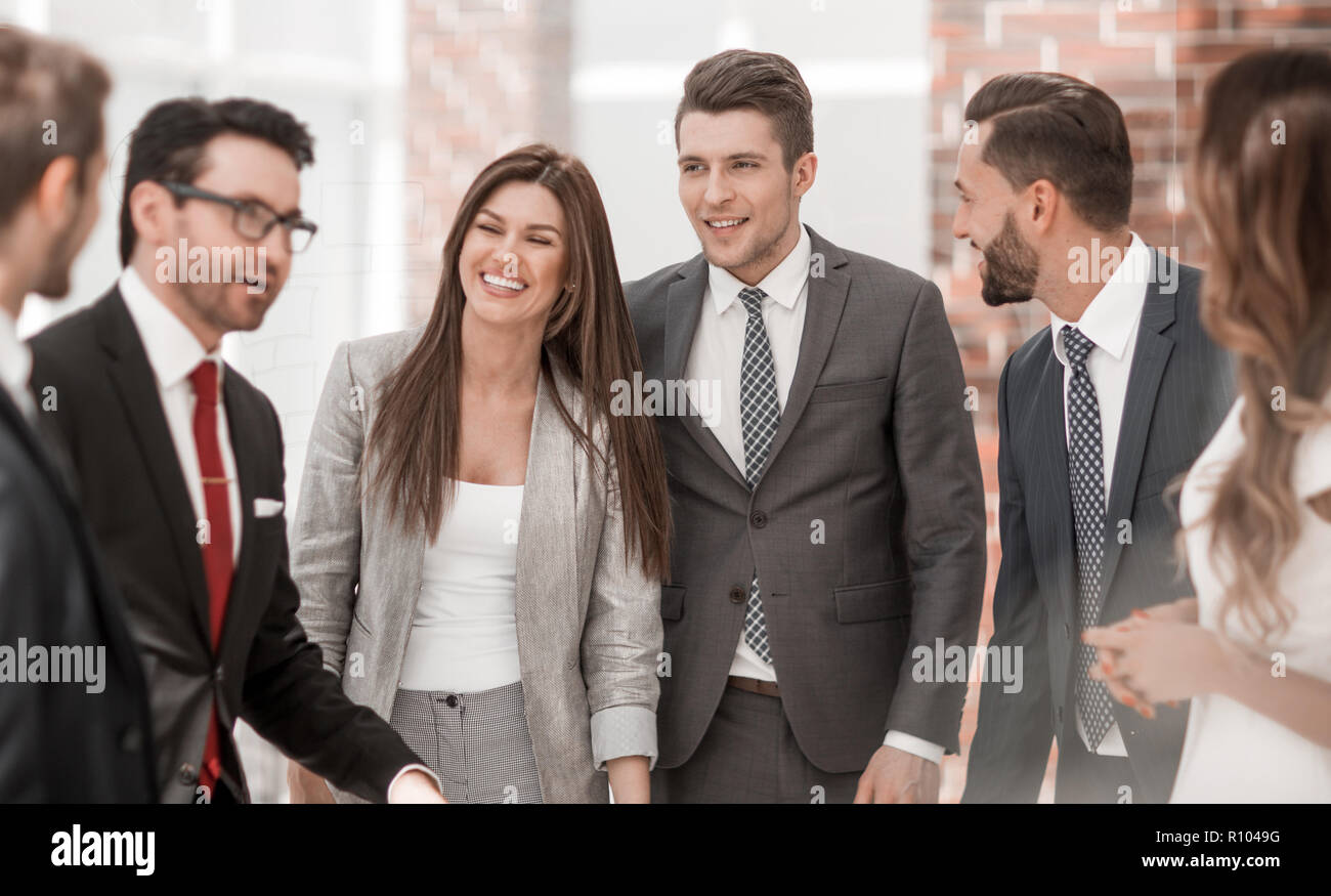 group of young business people standing in the business center Stock ...