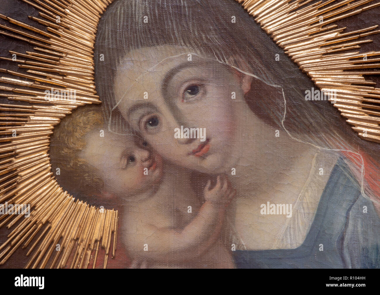 PRAGUE, CZECH REPUBLIC - OCTOBER 12, 2018: The baroque painting of Madonna in church kostel Svatého Tomáše. Stock Photo