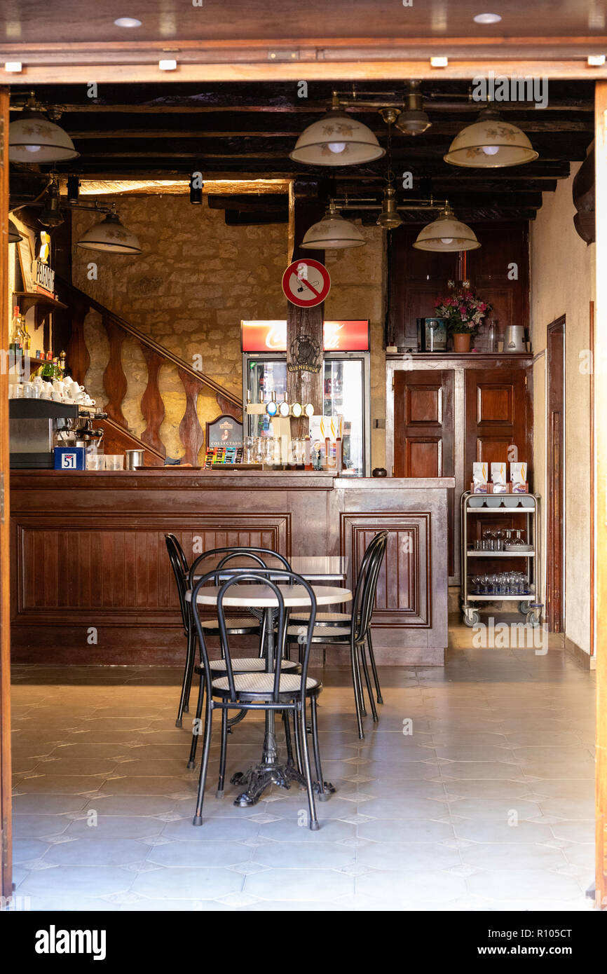 Empty bar at Cordes sur Ciel Stock Photo