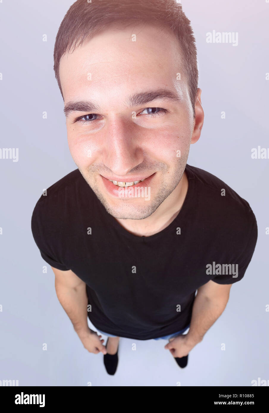 concept of confidence.a modern guy with a big head Stock Photo - Alamy