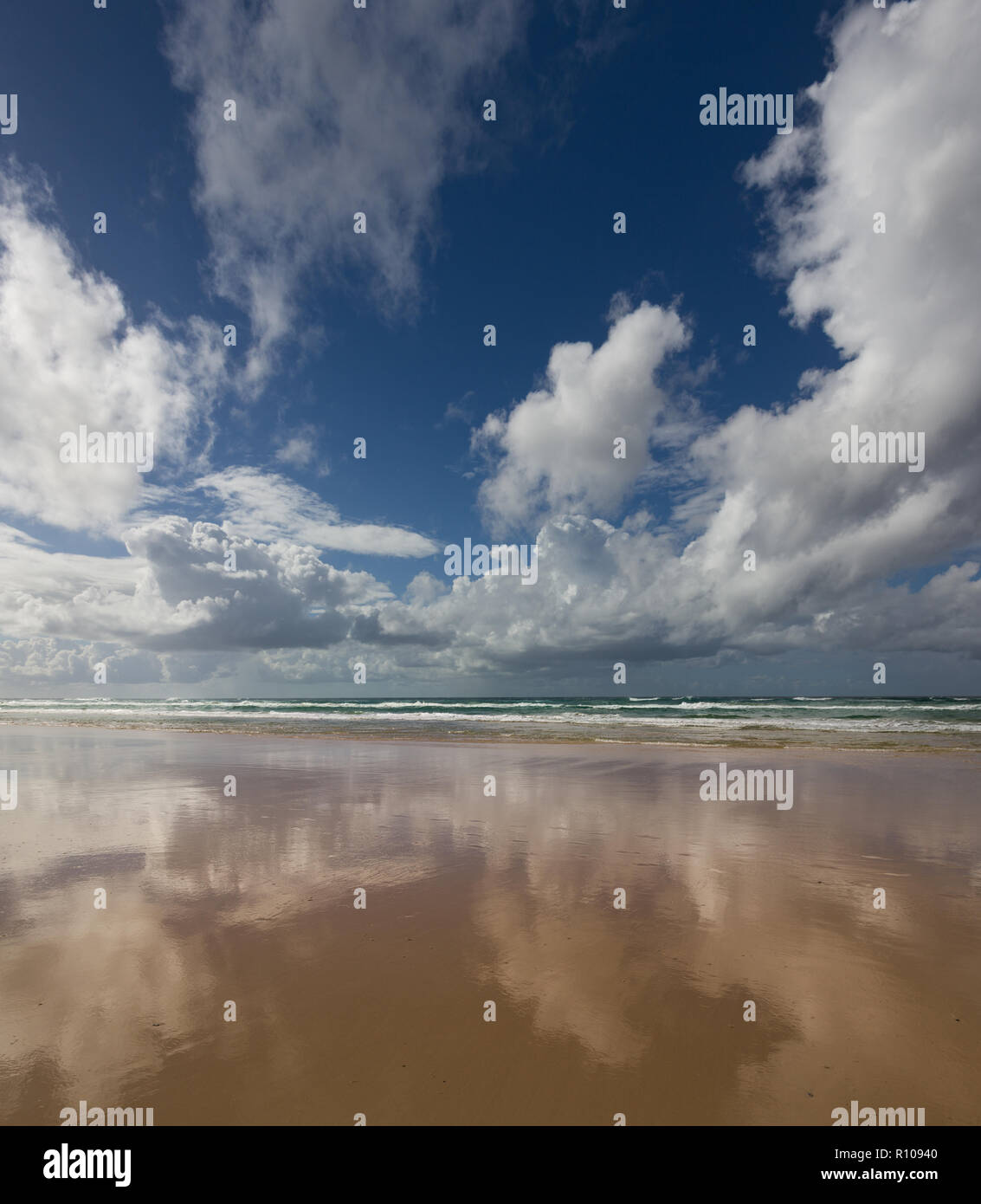 reflections at Fraser Island beach is a national highway Stock Photo