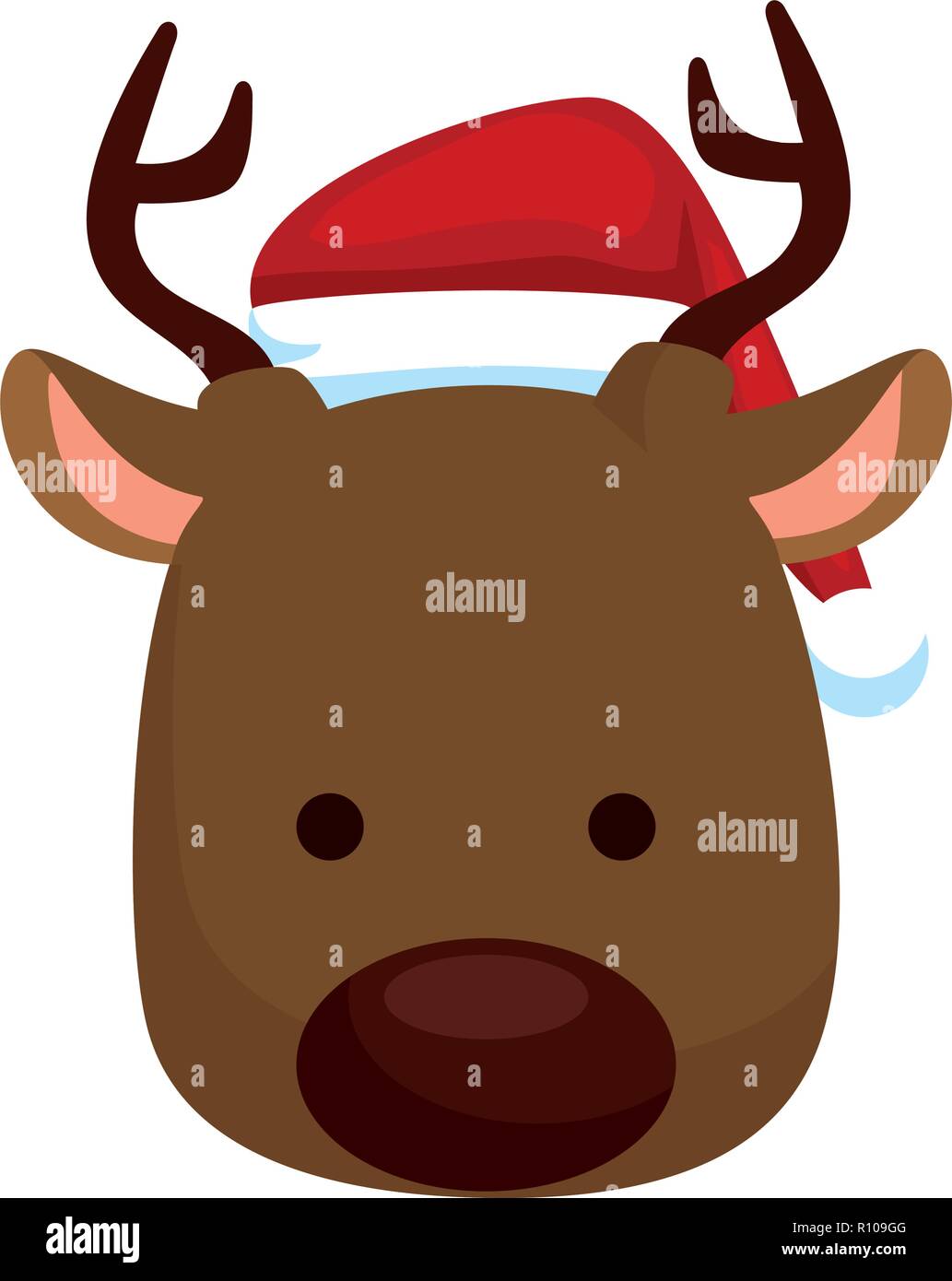 cute reindeer head christmas character vector illustration design Stock ...