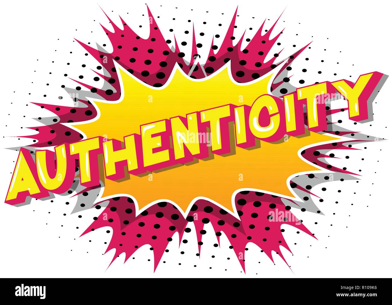 Authenticity - Vector illustrated comic book style phrase. Stock Vector