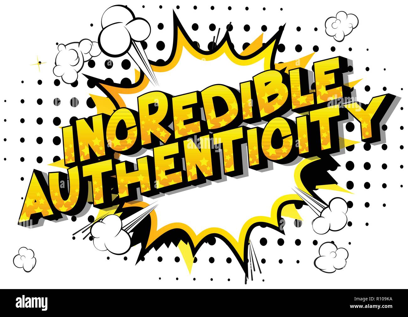 Incredible Authenticity - Vector illustrated comic book style phrase. Stock Vector