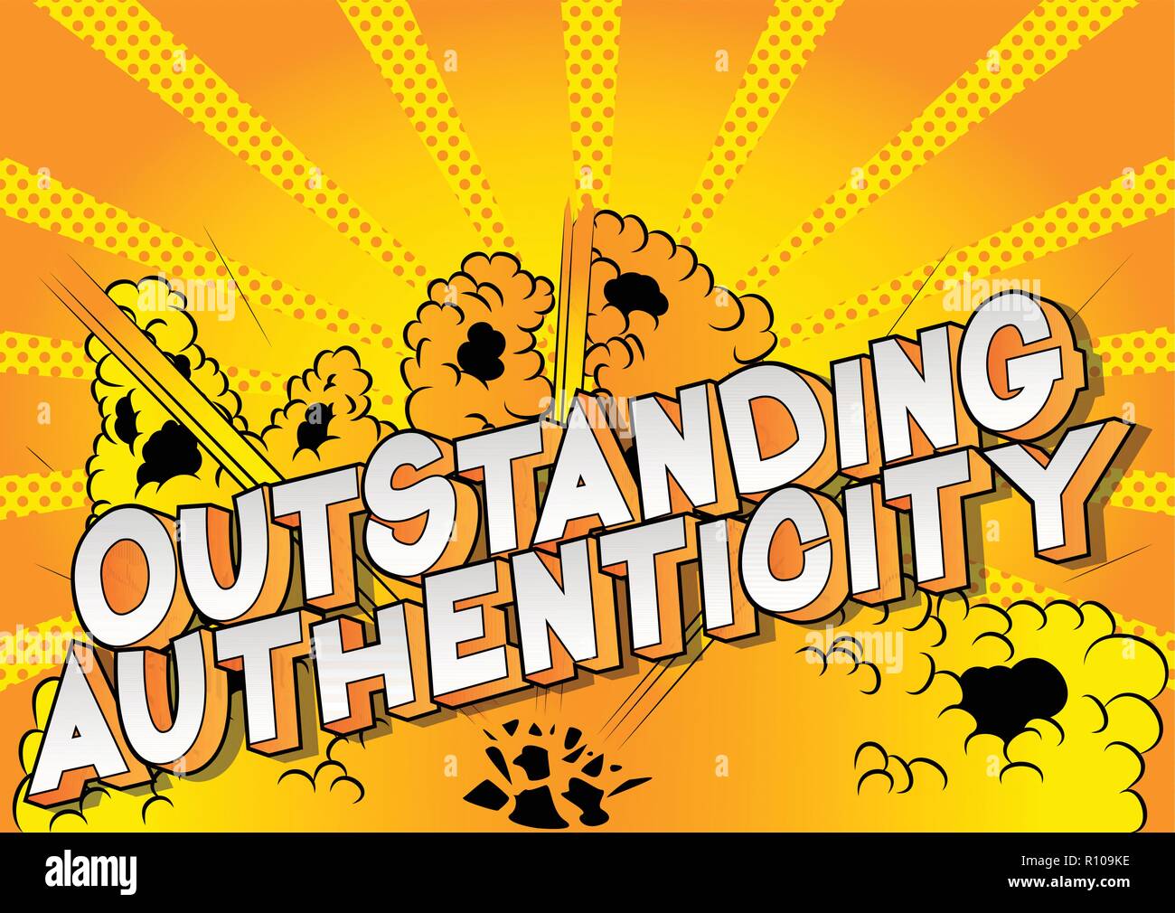 Outstanding Authenticity - Vector illustrated comic book style phrase. Stock Vector
