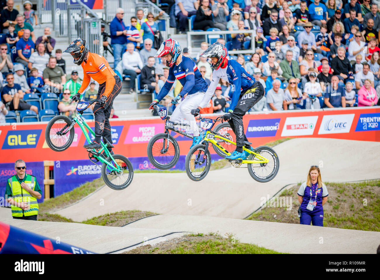 Elite Men. Glasgow2018 European Championships BMX Racing Stock Photo