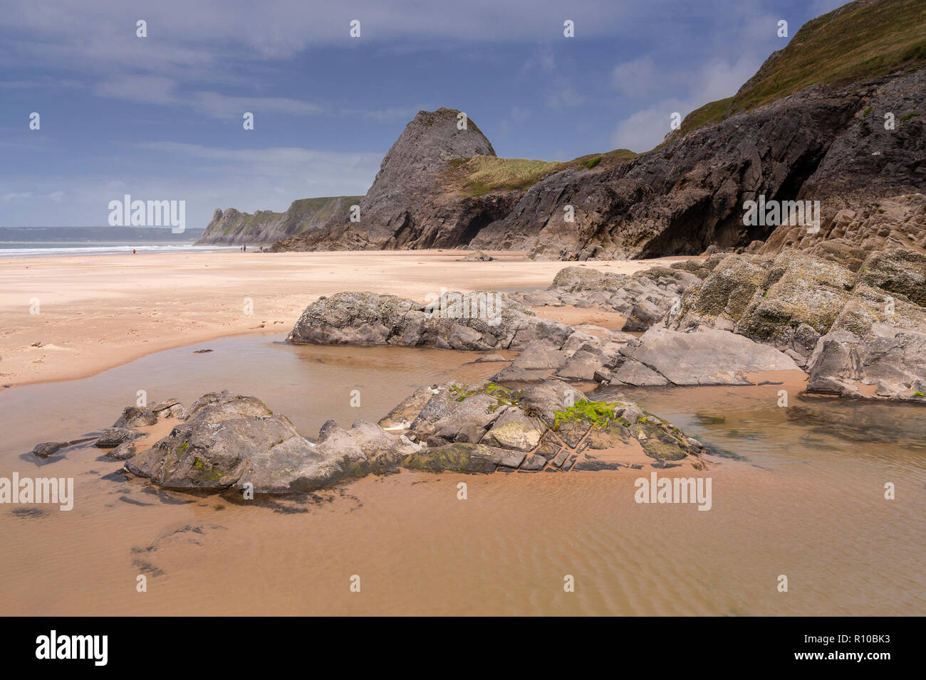 Beach at Three Cliffs Bay on the Pembrokeshire coast, South Wales Stock Photo
