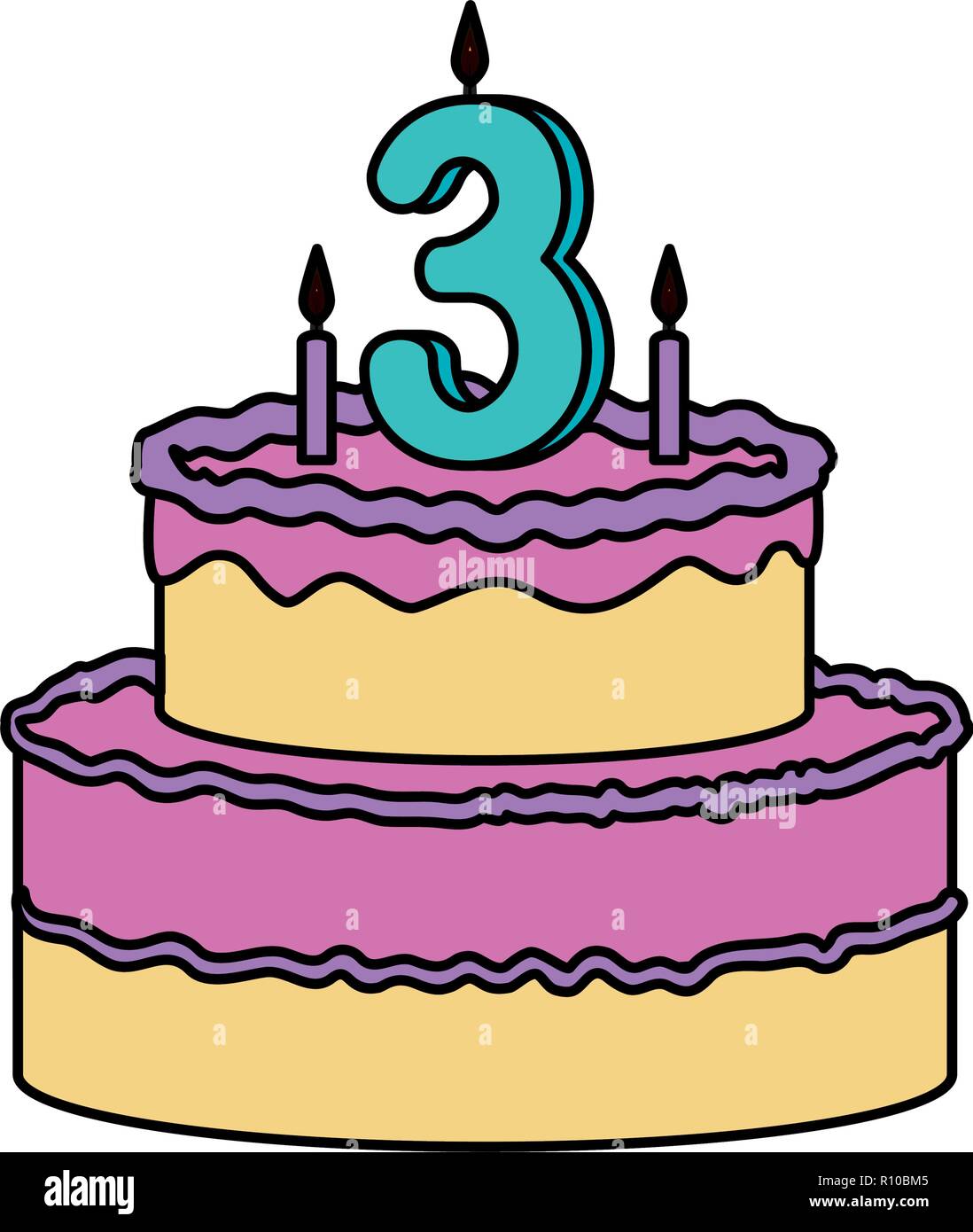 delicious cake with candle number three vector illustration design Stock  Vector Image & Art - Alamy