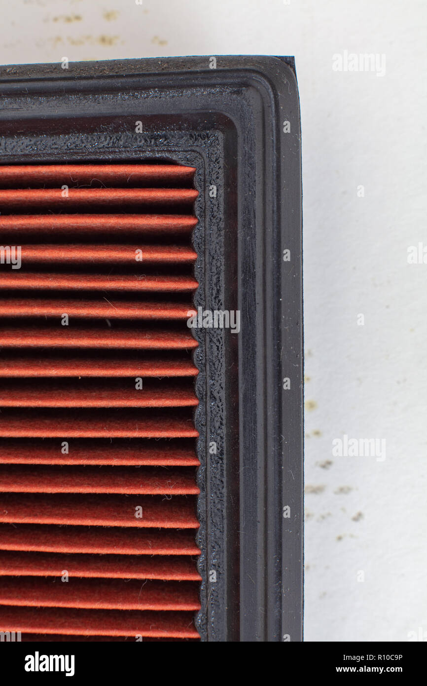 Changing an air filter . Detail, texture, Dirty, clogged air filter surface . General auto