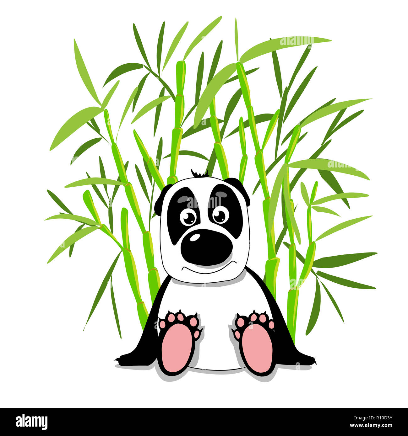 Stock Illustration Cute Panda in Bamboo Forest on a White Background ...