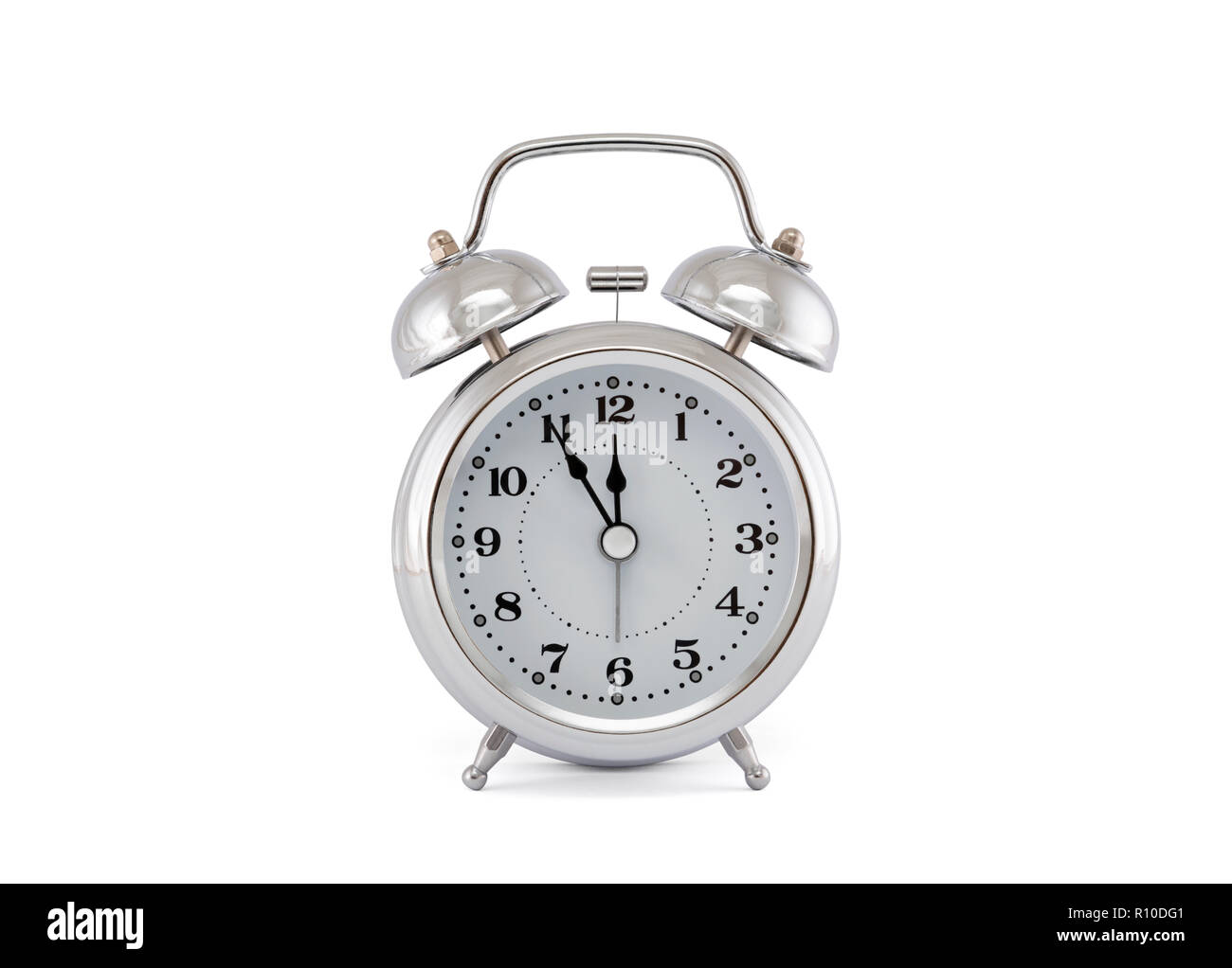 Old style alarm clock with clipping path on white background Stock