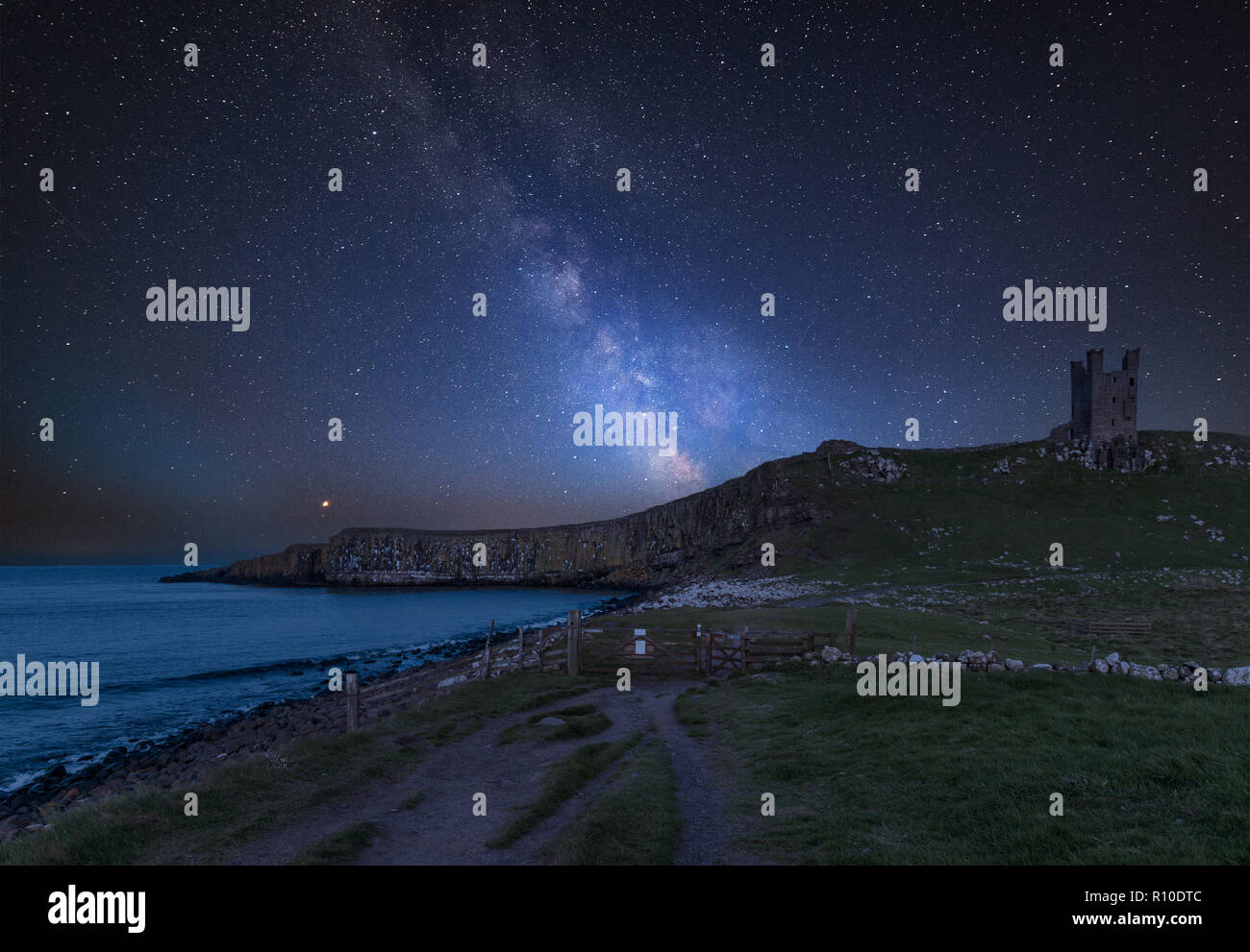Stunning vibrant Milky Way composite image over landscape of ...