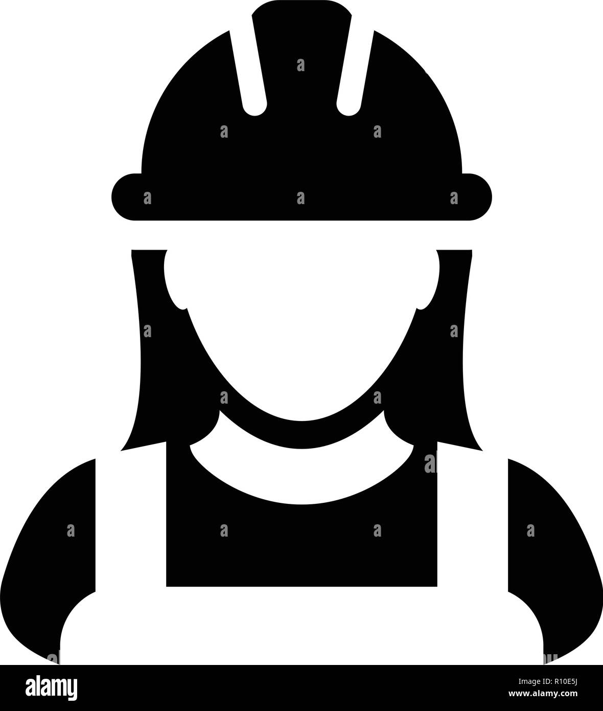 Construction worker icon vector female service person profile avatar ...