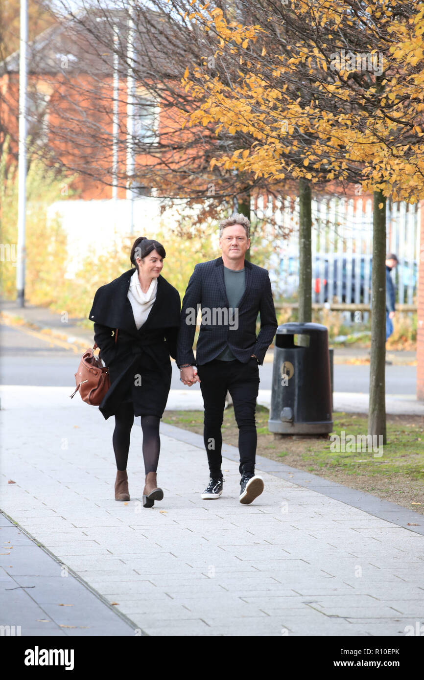 RETRANSMISSION ADDING ADDITIONAL NAME TO CAPTION Emmerdale actor Mark Jordon, 53, who plays Daz Spencer in the Yorkshire-based soap, arrives at Tameside Magistrates' Court, in Ashton-under-Lyne, where he is charged with grievous bodily harm and assault. Stock Photo