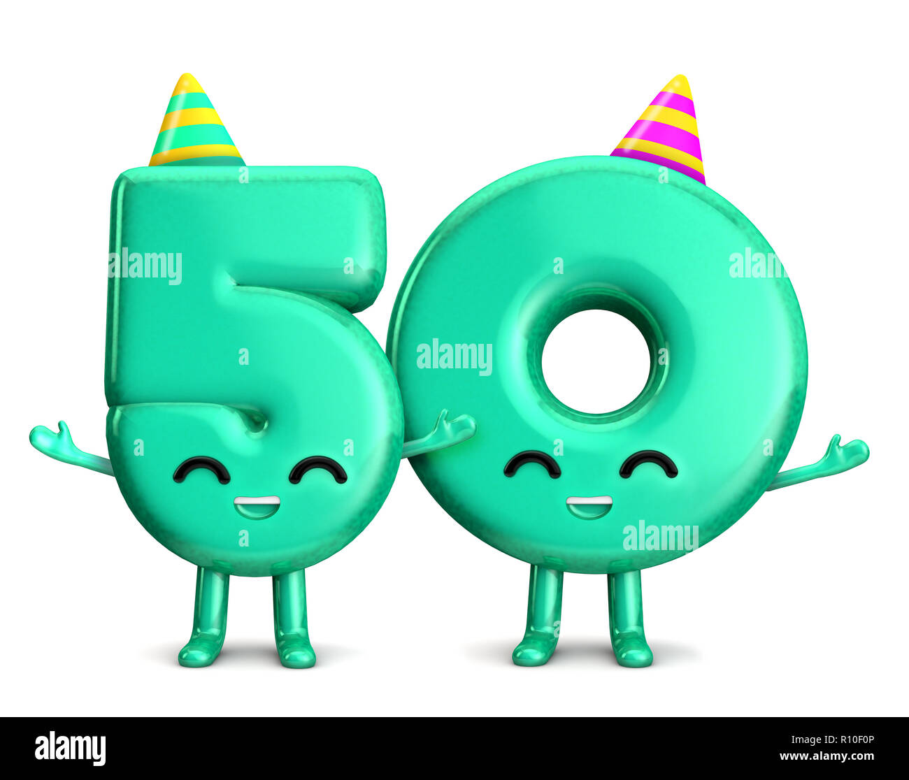 Happy 50th Birthday cute party character with hat. 3D Rendering Stock Photo - Alamy Happy 50th Birthday cute party character with hat. 3D Rendering Stock Photo - Alamy