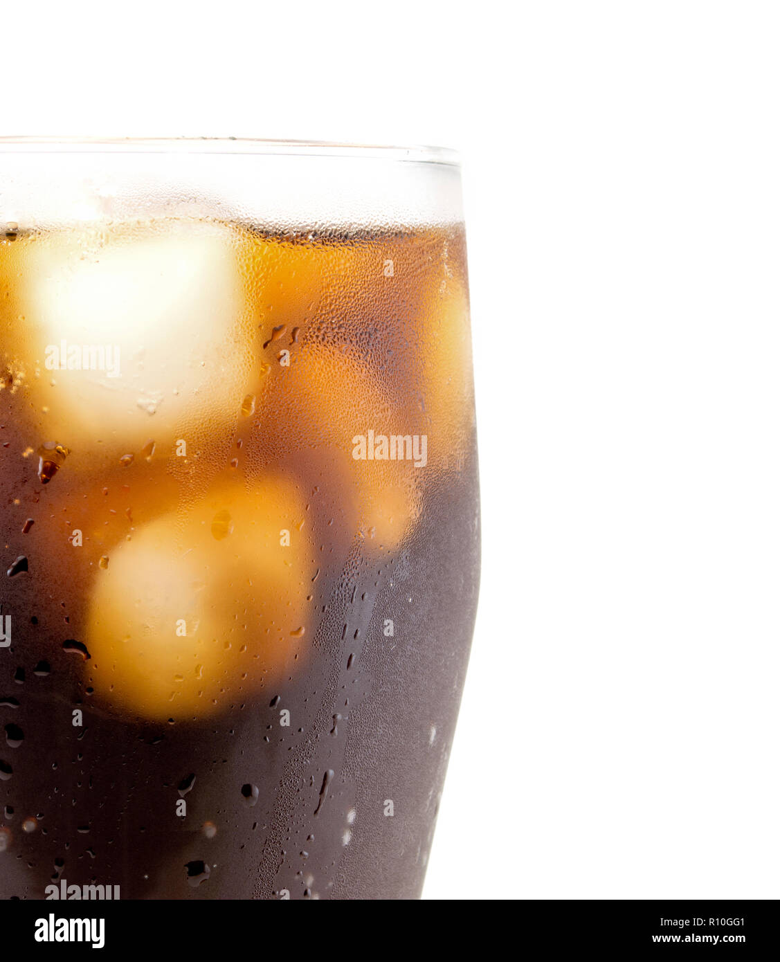 A large glass of cola with ice cubes isolated on white background Stock ...
