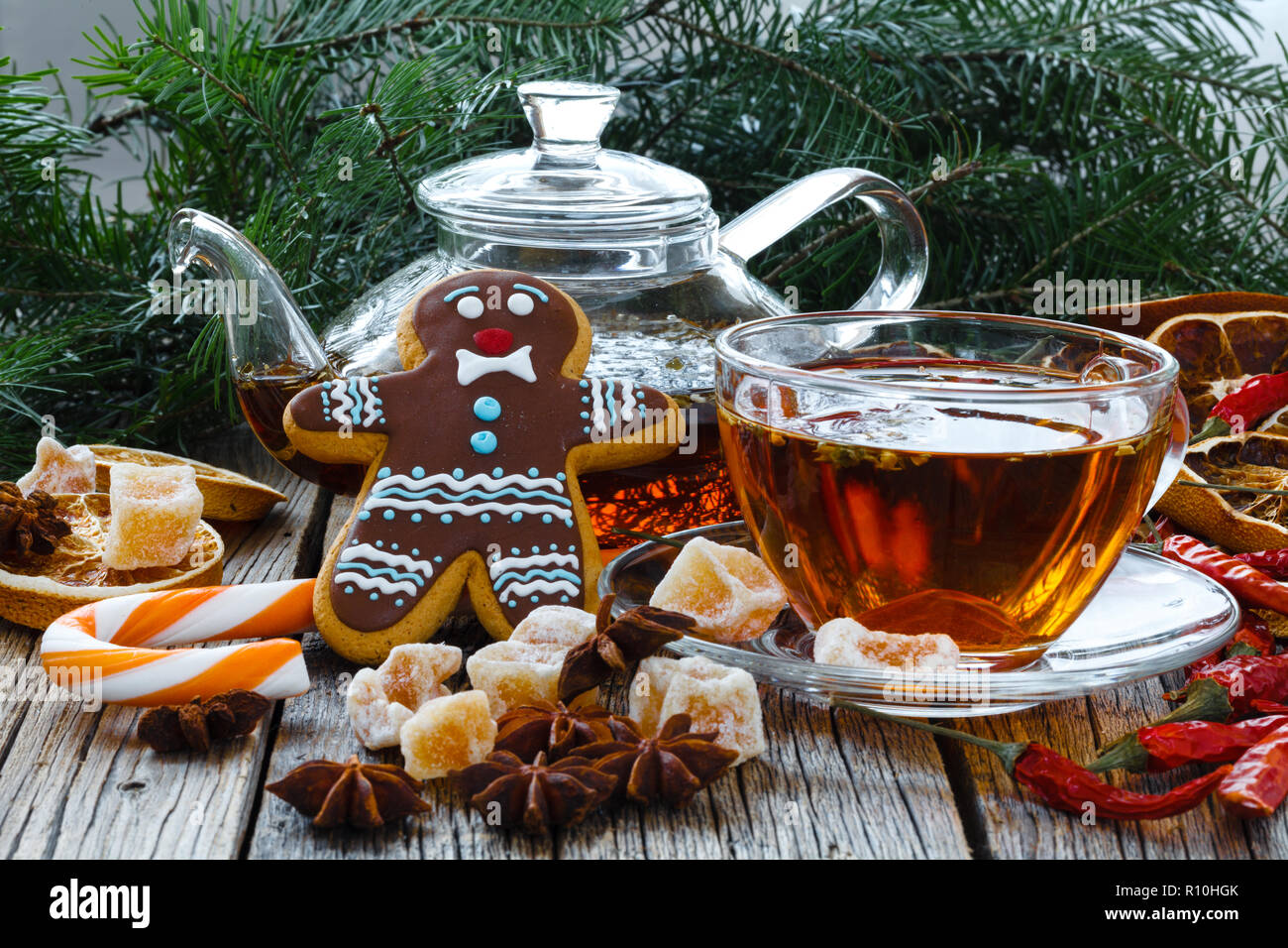 Traditional decorated xmas evening tea Stock Photo - Alamy
