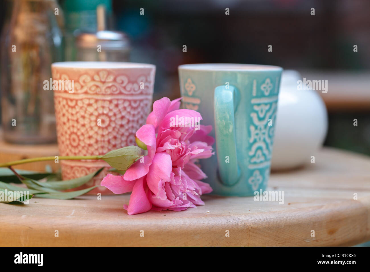 Street cafe. Cozy outdoor cafe Stock Photo