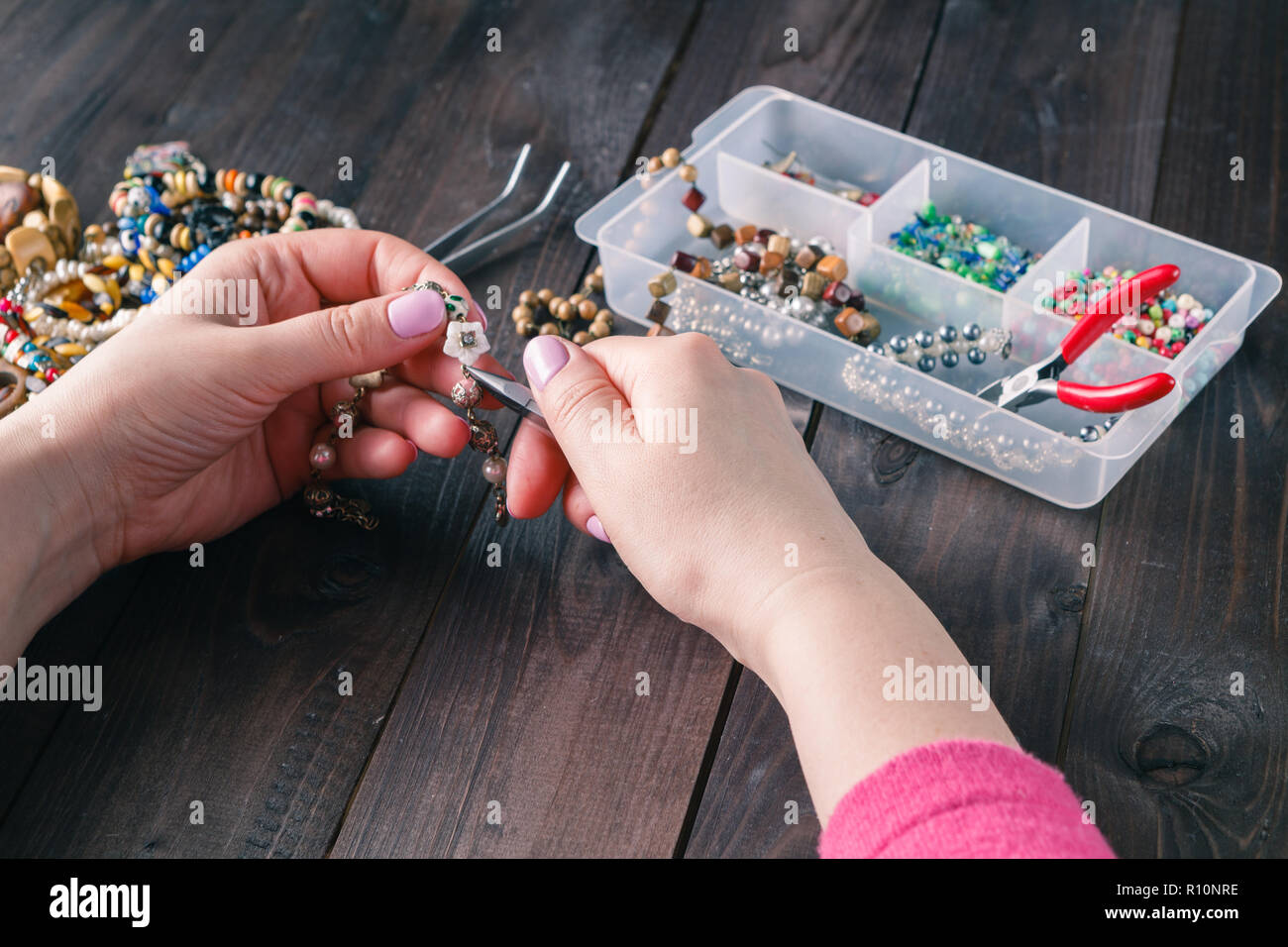 Wooden Beads On A String Making A Colorful Toy Necklace Stock Photo,  Picture and Royalty Free Image. Image 26229227.