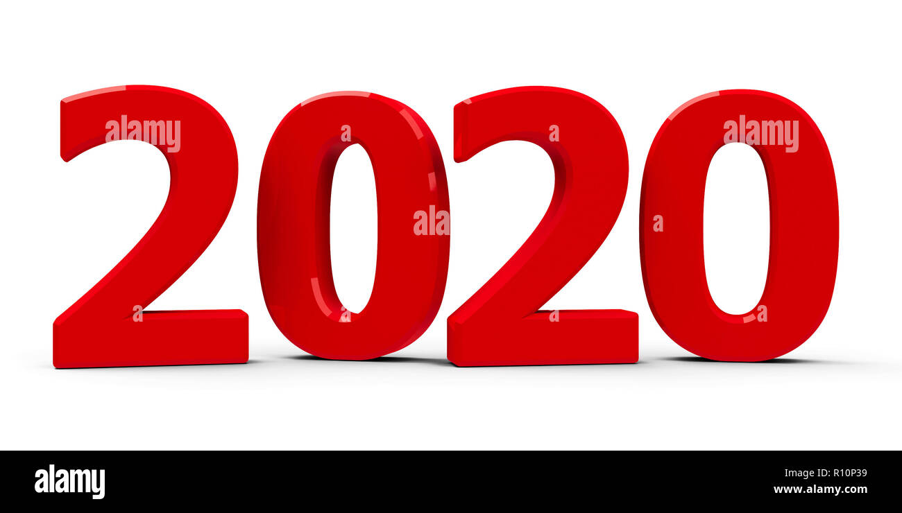 Red 2020 symbol, icon or button isolated on white background, represents  the new year 2020, three-dimensional rendering, 3D illustration Stock Photo  - Alamy