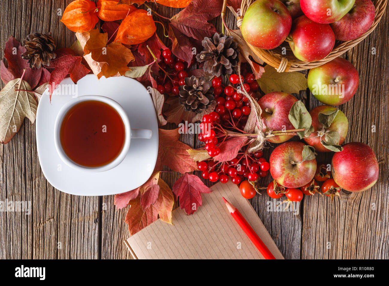 Fall wealth on rustic wooden background Stock Photo - Alamy