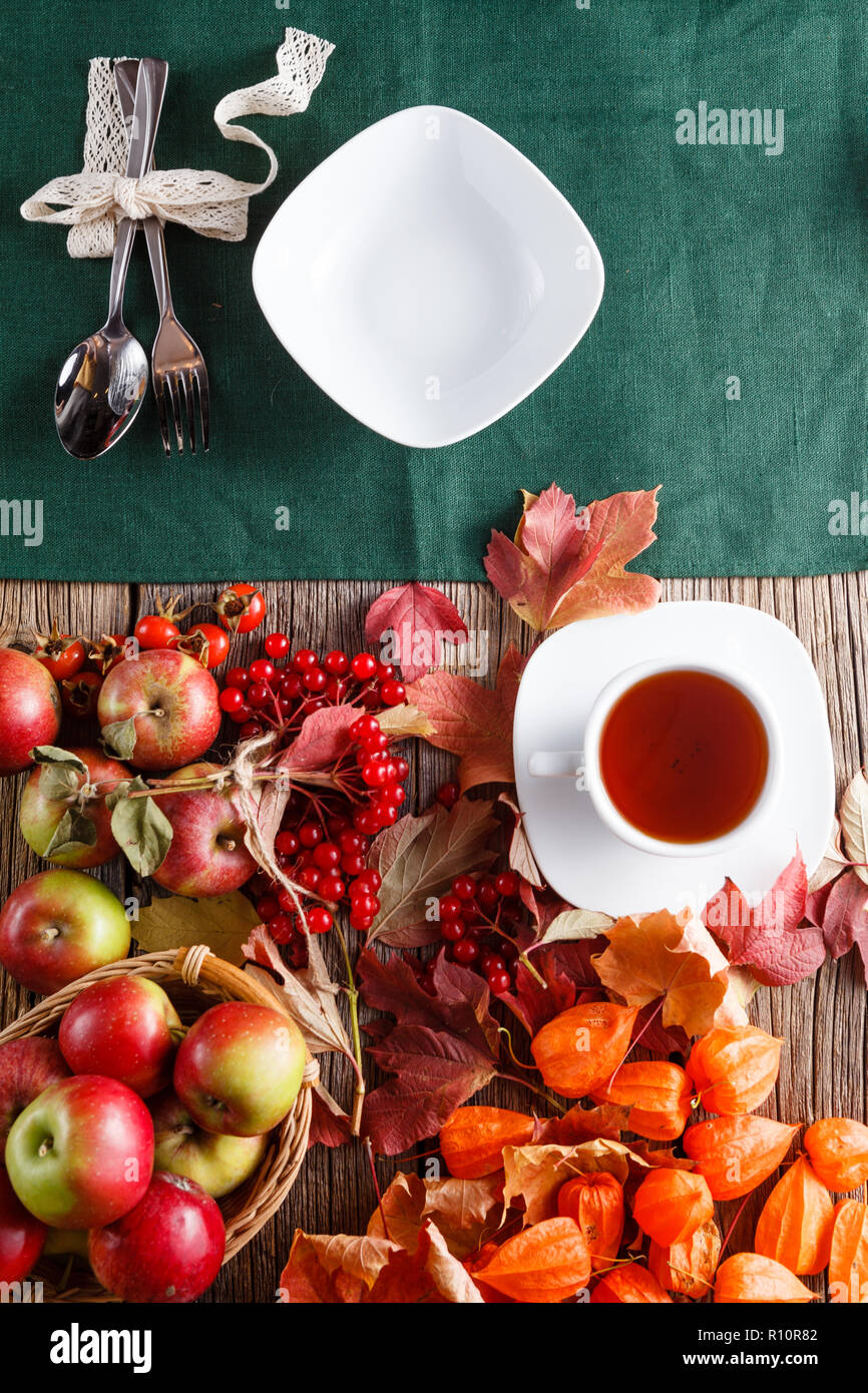 Fall wealth on rustic wooden background Stock Photo - Alamy