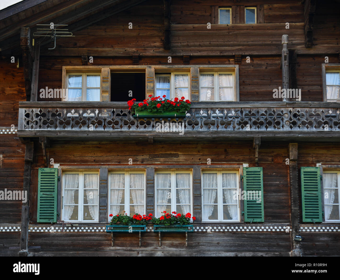 Details of the wooden house at small village in Interlaken, Switzerland
