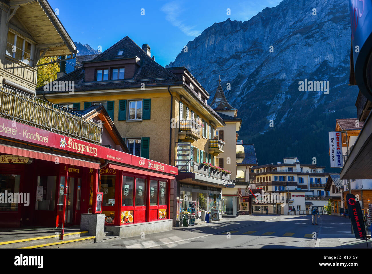 Grindelwald, Switzerland Oct 21, 2018. Centre of Grindelwald Township