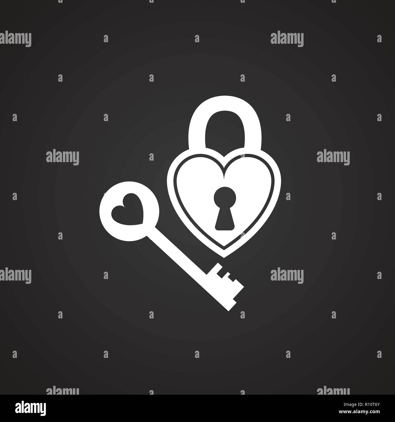 Locked heart with key on black background icon Stock Vector Image & Art ...