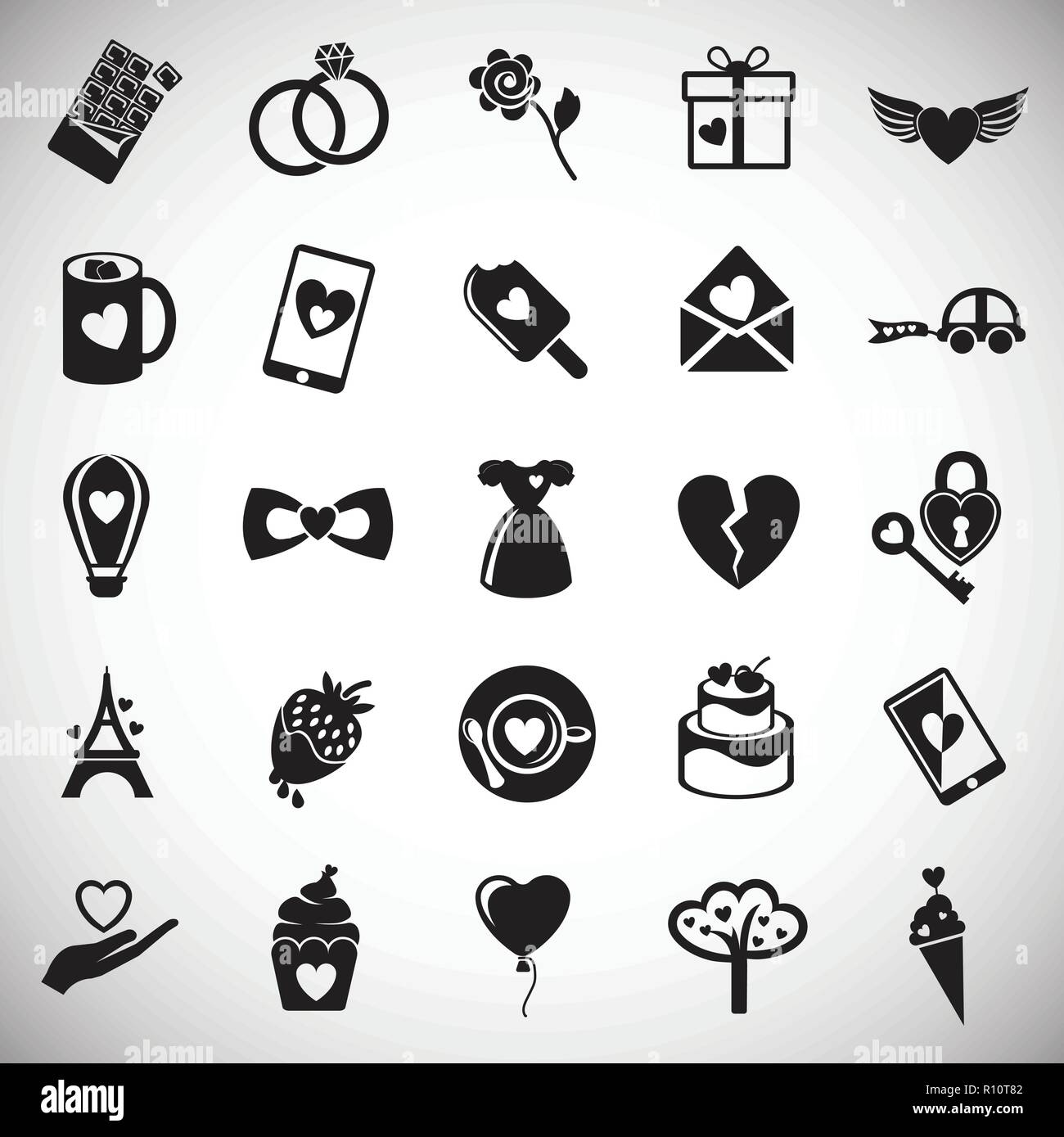 Valentines day set on white background icons Stock Vector Image & Art ...