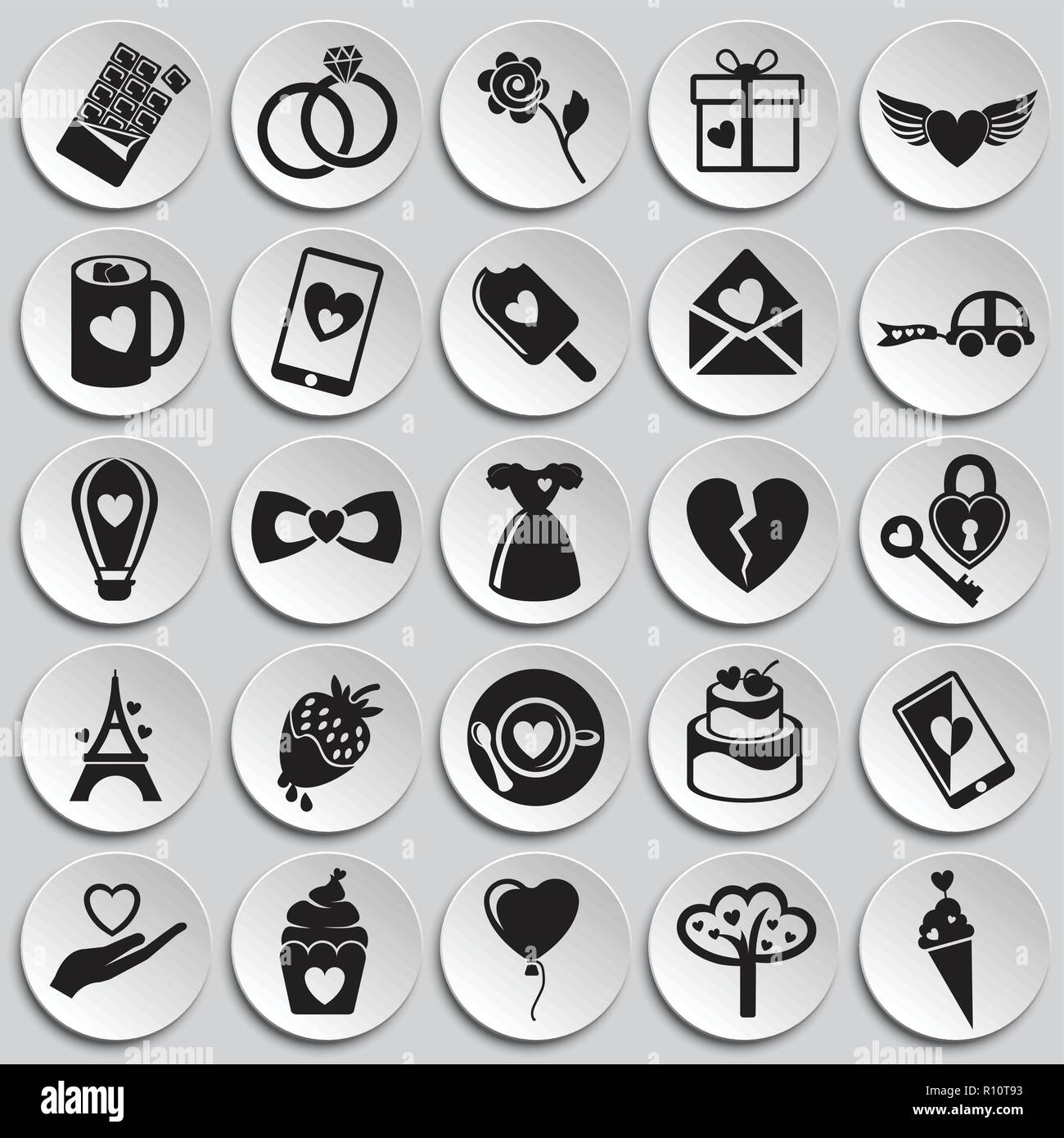 Valentines day set on plates background icons Stock Vector Image & Art ...